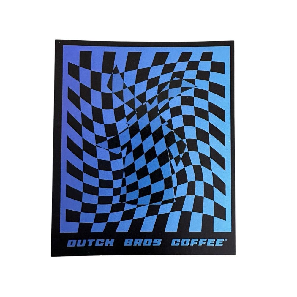 Dutch Bros 2026 Coffee Sticker Glow in the Dark Warped Checkerboard New